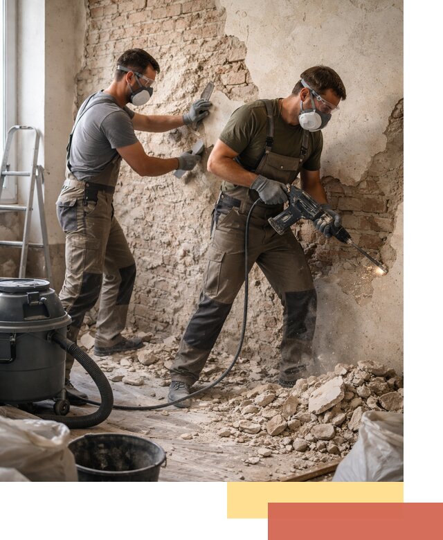 Демонтаж штукатурки со стен в Кирово-чепецке быстро и аккуратно