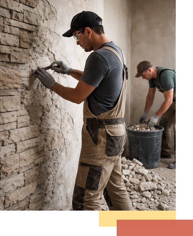 Демонтаж декоративного камня в Кирово-чепецке профессионально и безопасно