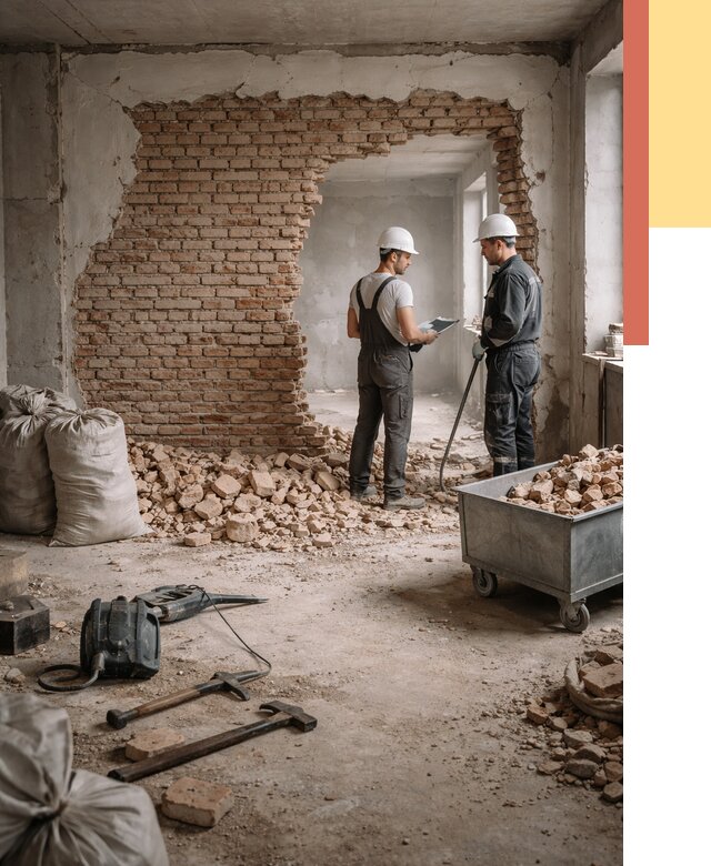 Демонтаж кирпичных стен в Кирово-чепецке от 4567 руб. — быстро, недорого, под ключ | ОТДЕЛОЧНИК-Крв