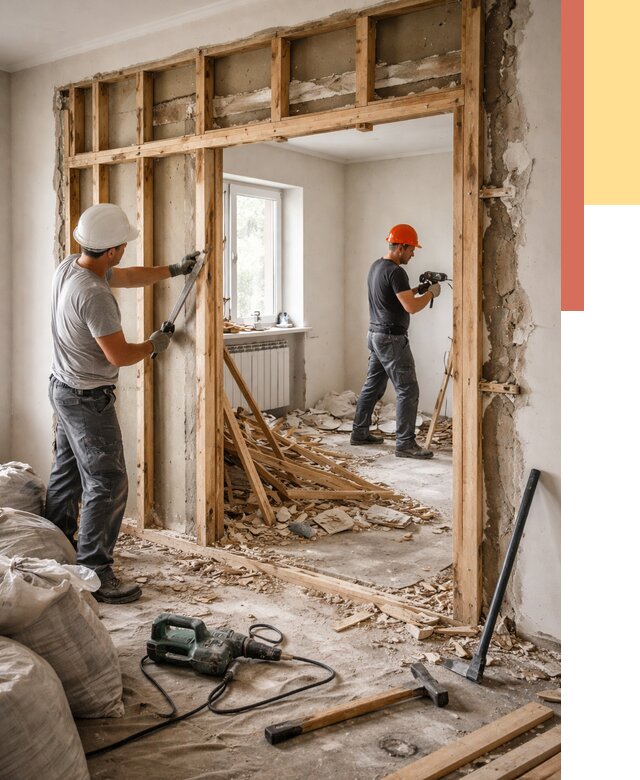 Демонтаж деревянных перегородок в Кирово-чепецке от 3480 руб. — быстро и недорого | ОТДЕЛОЧНИК-Крв