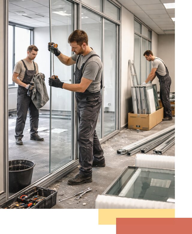 Демонтаж стеклянных перегородок в Кирово-чепецке быстро и безопасно