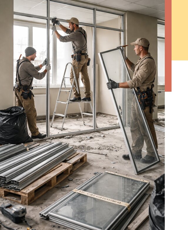 Демонтаж алюминиевых перегородок в Кирово-чепецке от 4567 руб. — быстро и недорого | ОТДЕЛОЧНИК-Крв