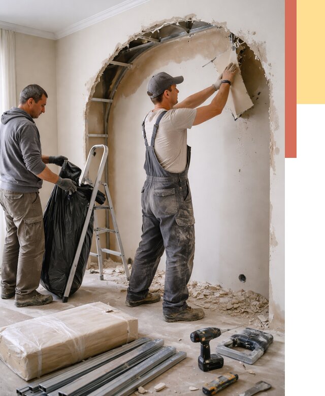 Демонтаж арки из гипсокартона в Кирово-чепецке от 3806 руб. — услуги под ключ | ОТДЕЛОЧНИК-Крв