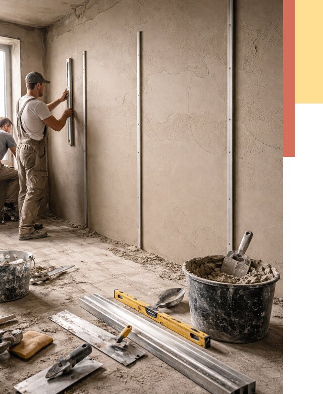 Штукатурка стен по маякам в Кирово-чепецке от 5981 руб./м² — выравнивание под ключ | ОТДЕЛОЧНИК-Крв