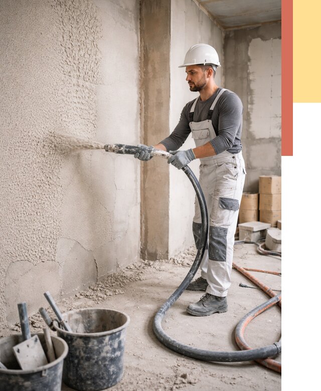 Машинная штукатурка стен в Кирово-чепецке под ключ от 7068 руб./м2 | ОТДЕЛОЧНИК-Крв