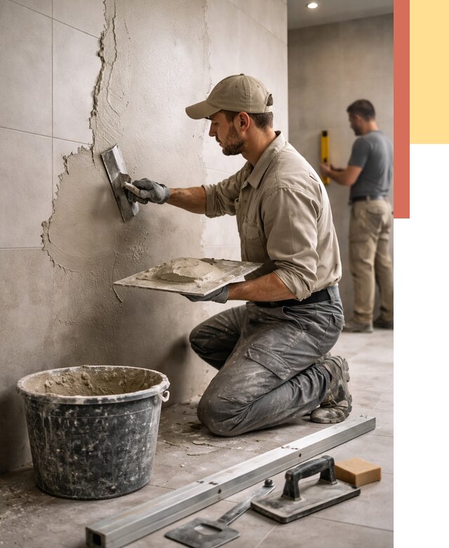 Штукатурка стен в ванной в Кирово-чепецке от 4893 руб./м² — выравнивание под ключ | ОТДЕЛОЧНИК-Крв