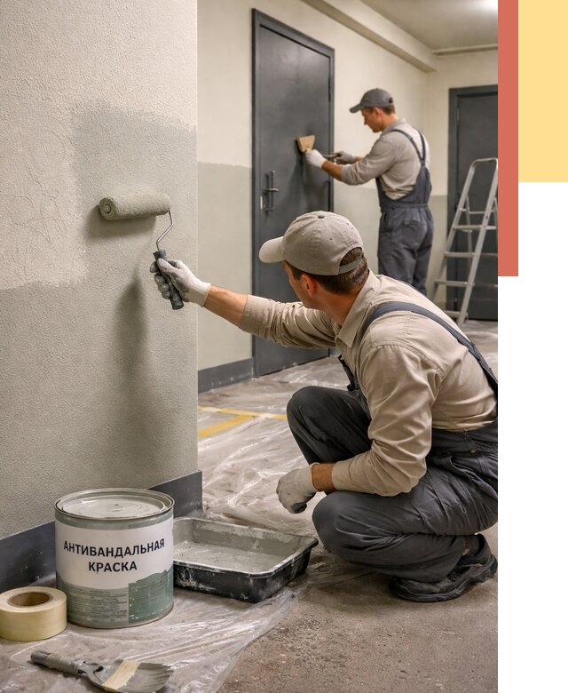 Покраска стен антивандальной краской в Кирово-чепецке от 4893 руб./м² под ключ | ОТДЕЛОЧНИК-Крв