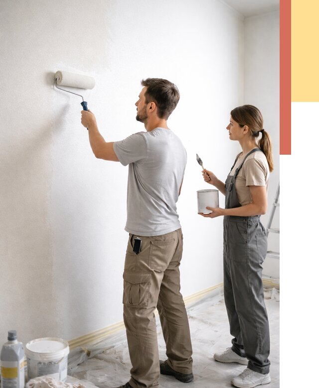 Окраска стен по стеклохолсту в Кирово-чепецке от 4893 руб/м² под ключ | ОТДЕЛОЧНИК-Крв