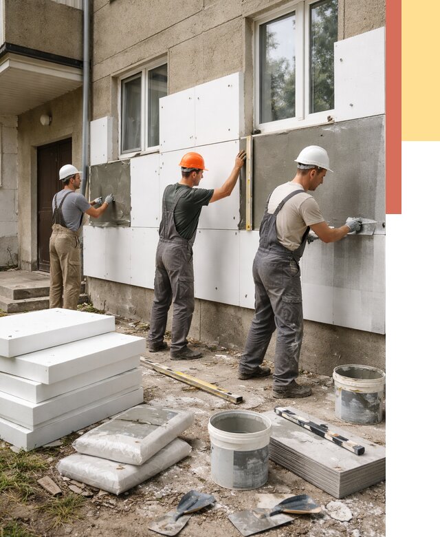 Утепление стен пенопластом в Кирово-чепецке от 1903 руб. — недорого и под ключ | ОТДЕЛОЧНИК-Крв