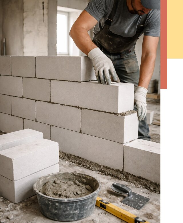 Кладка перегородок из силикатного блока в Кирово-чепецке от 4350 руб. под ключ | ОТДЕЛОЧНИК-Крв