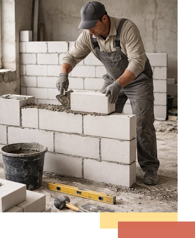 Кладка перегородок из силикатного блока в Кирово-чепецке