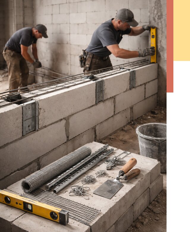 Армирование кладки перегородок в Кирово-чепецке от 816 руб. под ключ | ОТДЕЛОЧНИК-Крв