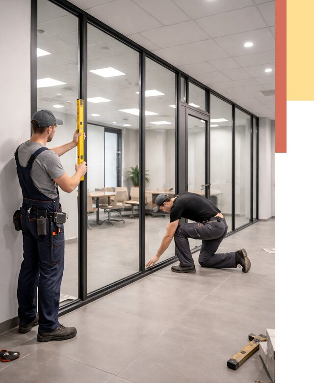 Каркасные стеклянные перегородки в Кирово-чепецке под ключ от 10004 руб. | ОТДЕЛОЧНИК-Крв