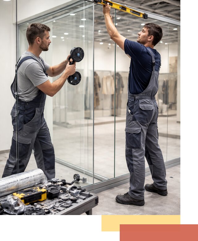 Стеклянные перегородки для магазинов в Кирово-чепецке — монтаж и установка