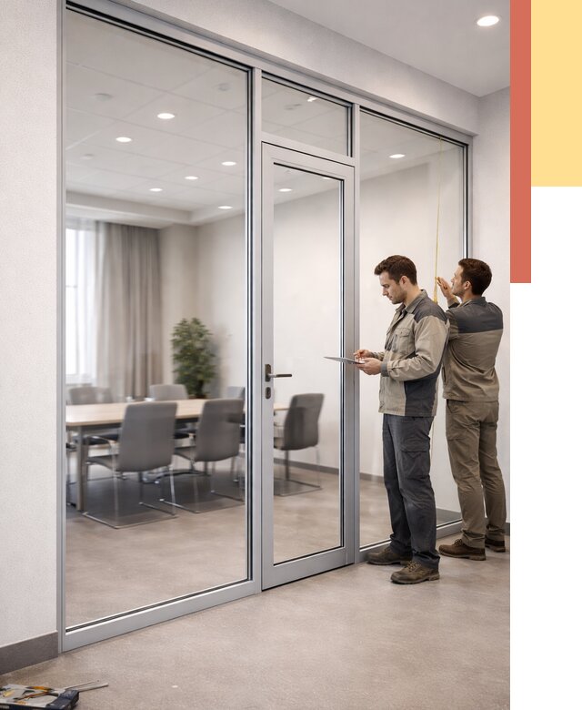 Установка и монтаж алюминиевых перегородок со стеклом в Кирово-чепецке от 8917 руб. | ОТДЕЛОЧНИК-Крв