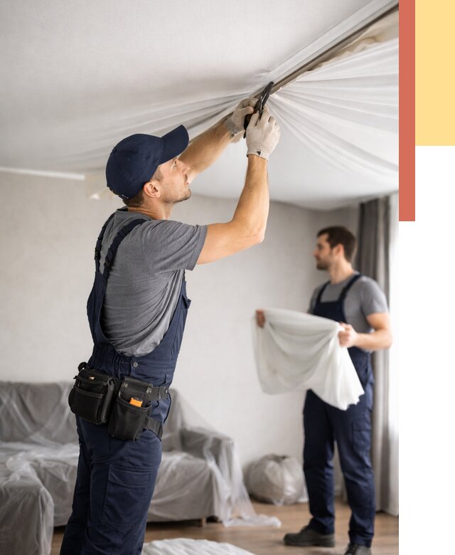 Демонтаж натяжного потолка в Кирово-чепецке от 4893 руб. — снятие и разбор под ключ | ОТДЕЛОЧНИК-Крв