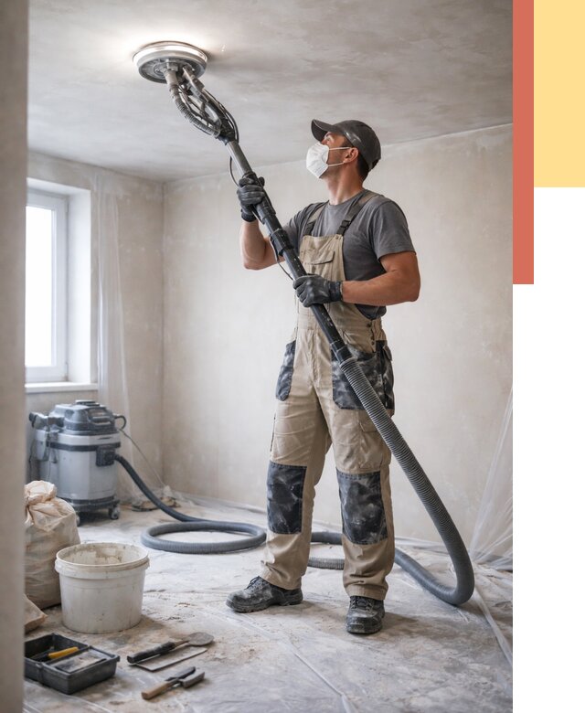 Шлифовка потолка в Кирово-чепецке от 3806 руб. — услуги шлифования потолка | ОТДЕЛОЧНИК-Крв