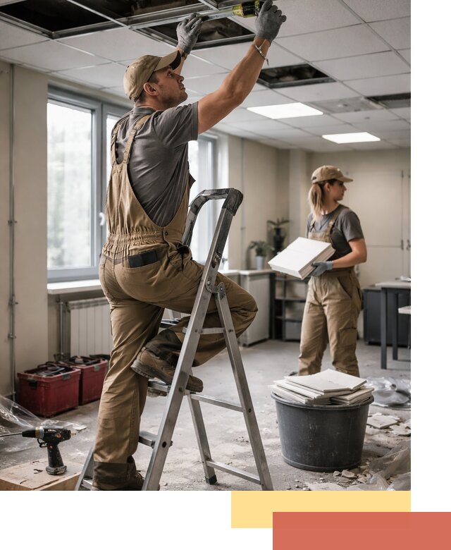 Ремонт потолка Армстронг и замена плит в Кирово-чепецке