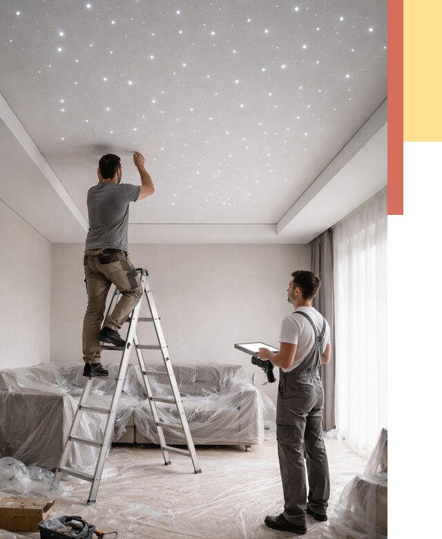 Монтаж натяжного потолка «звездное небо» в Кирово-чепецке от 7068 руб. | ОТДЕЛОЧНИК-Крв