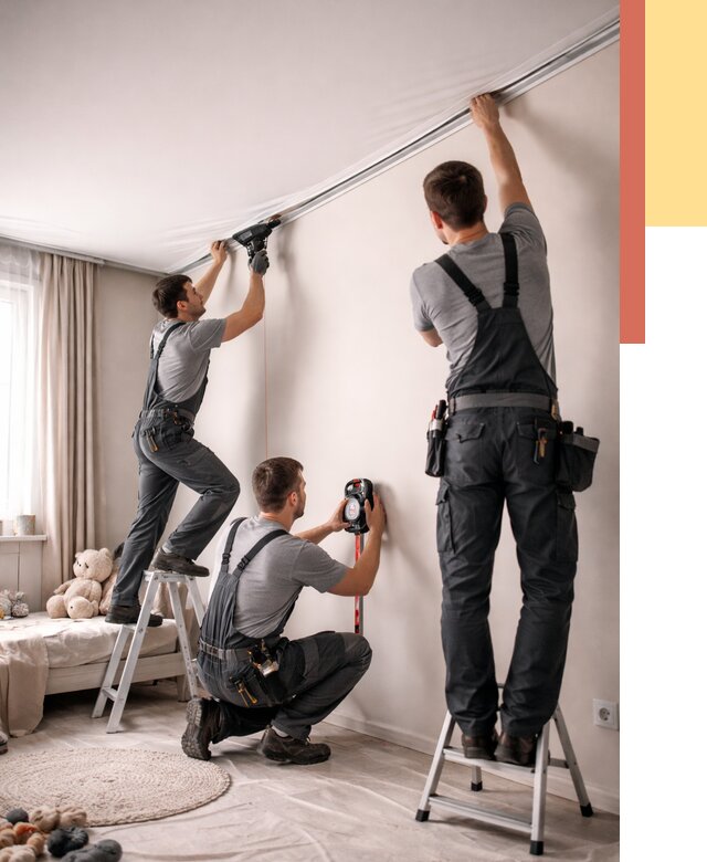 Монтаж натяжного потолка в детской в Кирово-чепецке от 3806 руб. — быстро и недорого | ОТДЕЛОЧНИК-Крв