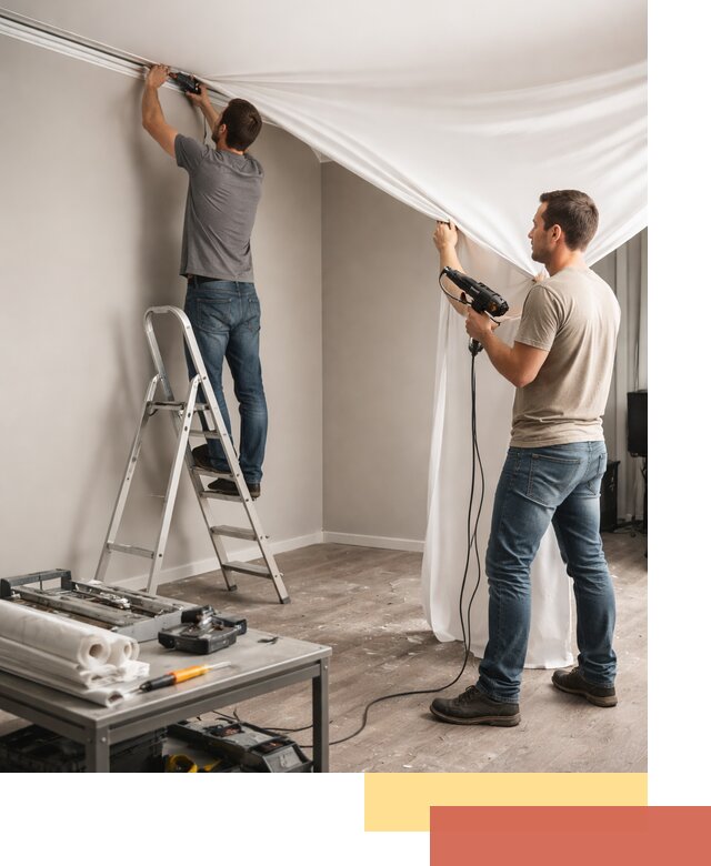 Монтаж натяжного потолка в студии в Кирово-чепецке