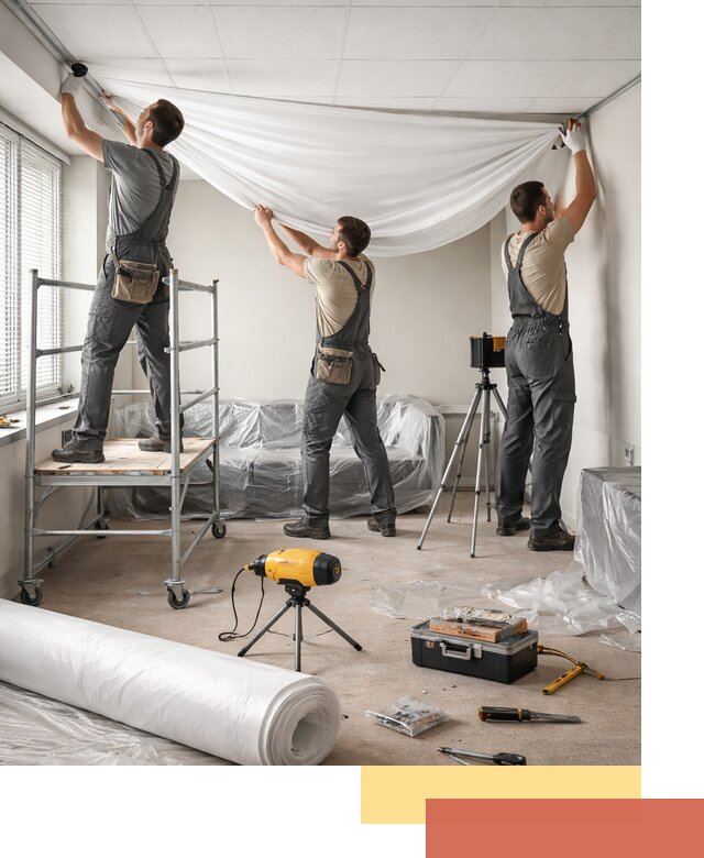 Монтаж натяжного потолка в офисе в Кирово-чепецке