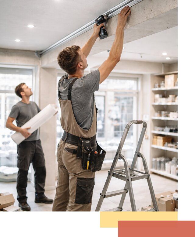 Монтаж натяжных потолков в магазине в Кирово-чепецке