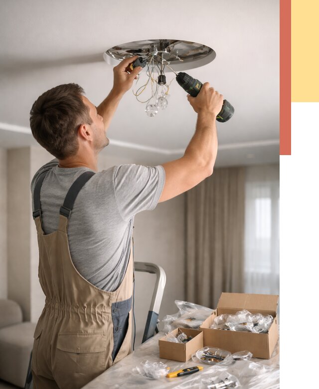 Установка люстры в натяжной потолок в Кирово-чепецке от 1305 руб. | Быстро и недорого — ОТДЕЛОЧНИК-Крв