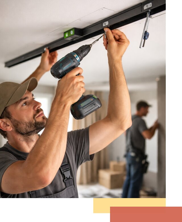 Установка трековых светильников в натяжной потолок в Кирово-чепецке