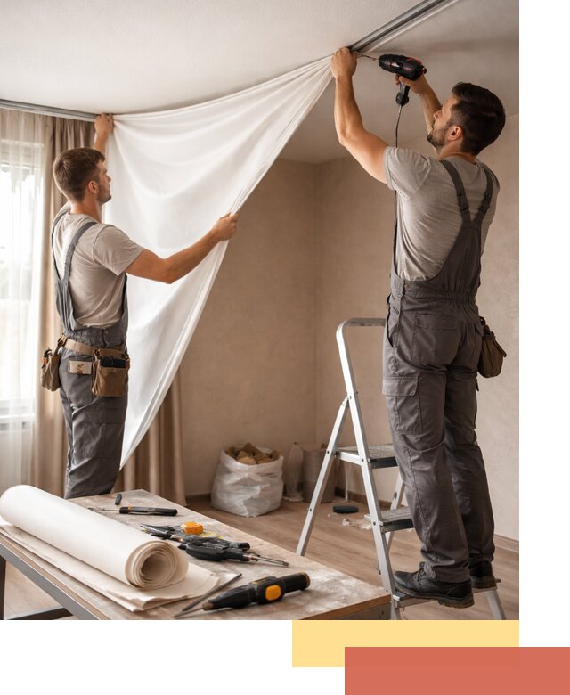 Замена полотна натяжного потолка в Кирово-чепецке быстро и качественно