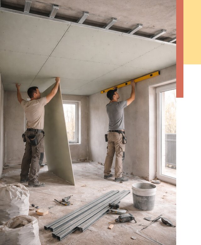 Одноуровневый потолок из гипсокартона в Кирово-чепецке от 816 руб. — монтаж под ключ | ОТДЕЛОЧНИК-Крв