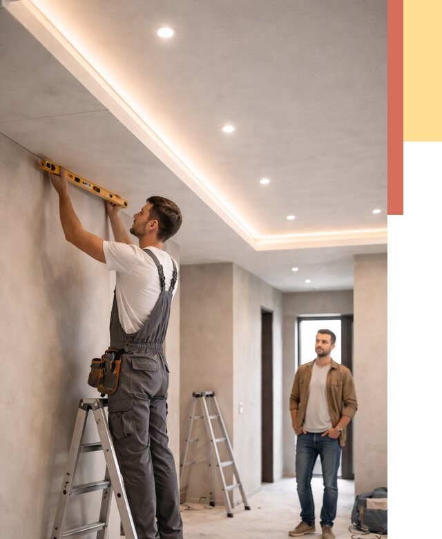 Потолок из гипсокартона с подсветкой в Кирово-чепецке от 816 руб./м2 под ключ | ОТДЕЛОЧНИК-Крв