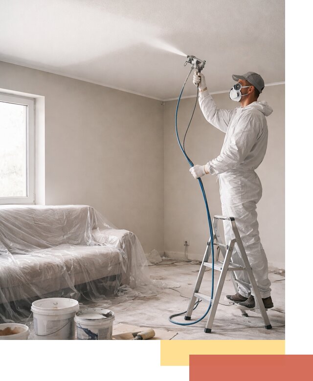 Покраска потолка краскопультом в Кирово-чепецке быстро и качественно