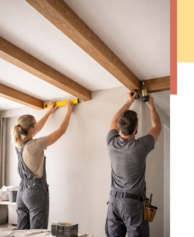 Монтаж декоративных балок на потолок в Кирово-чепецке от 4567 руб. — ОТДЕЛОЧНИК-Крв